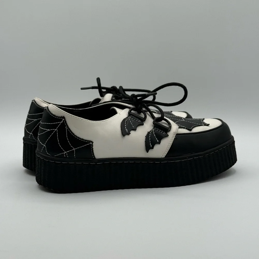 Creepers StrangeCvlt- Krypt Spider Web White/Black Size 7 - Picture 4 of 15